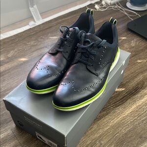 Rockport Navy and Green Oxfords with Modern Brogue Design
